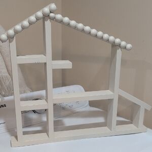 Chic White Display Shelf with Beaded Accents